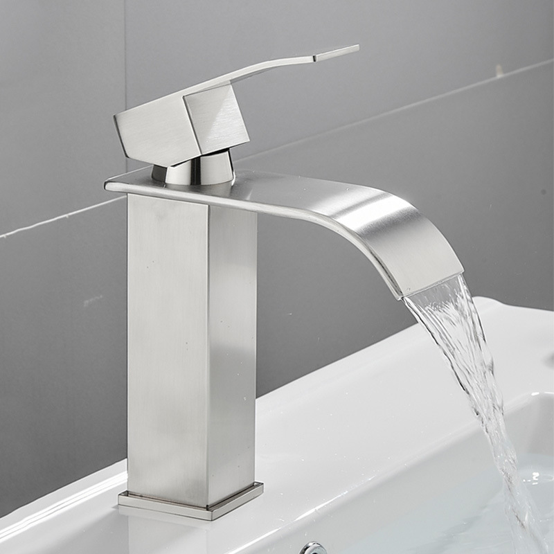 [french Days]robinet De Lavabo Cascade Robinet De Salle De Bain Avec Serpentin En Céramique Eau Chaude Et Froide Robinet De Lavabo À Une Poignée En Option Sans Plomb Sans Nickel