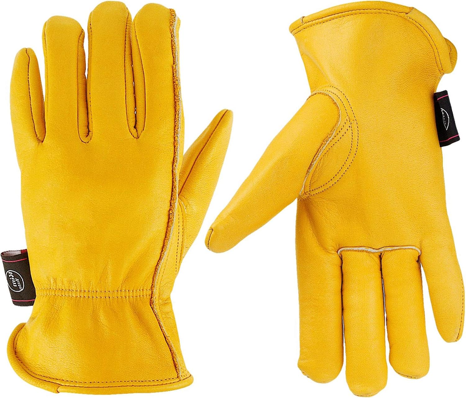 [french Days]cuir Gants De Travail Pour Jardinage/coupe/construction/ferme/moto, Homme Et Femme, Avec Élastique Poignet, M/l/xl, Jaune (m)
