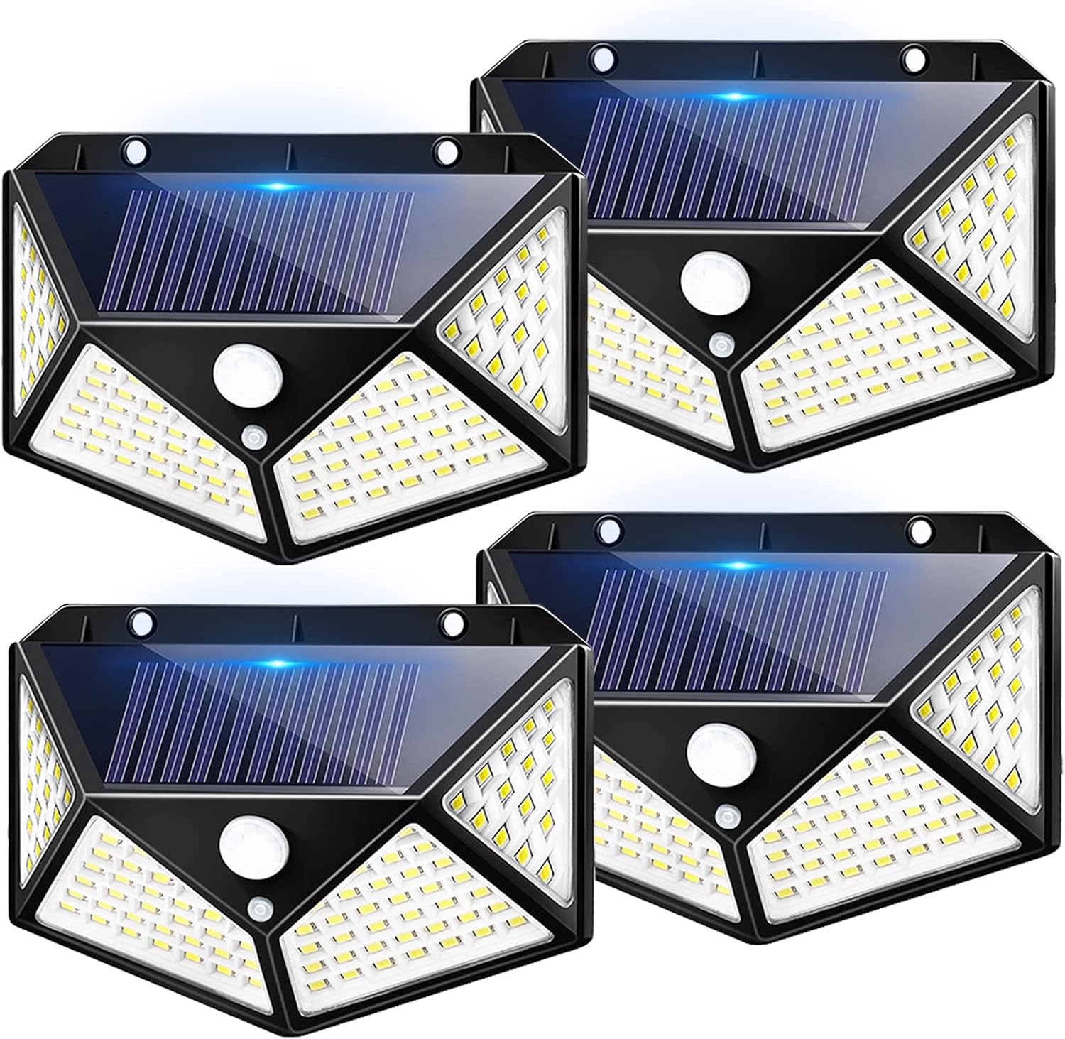 [french Days]4 Paquets Lampe Solaire Exterieur, Lumiere Solaire Exterieur, 100 Led Eclairage Exterieur Solaire, 3 Modes Spot Solaire Exterieur Avec Detecteur De Mouvement, Led Solaire Extérieur Pour J