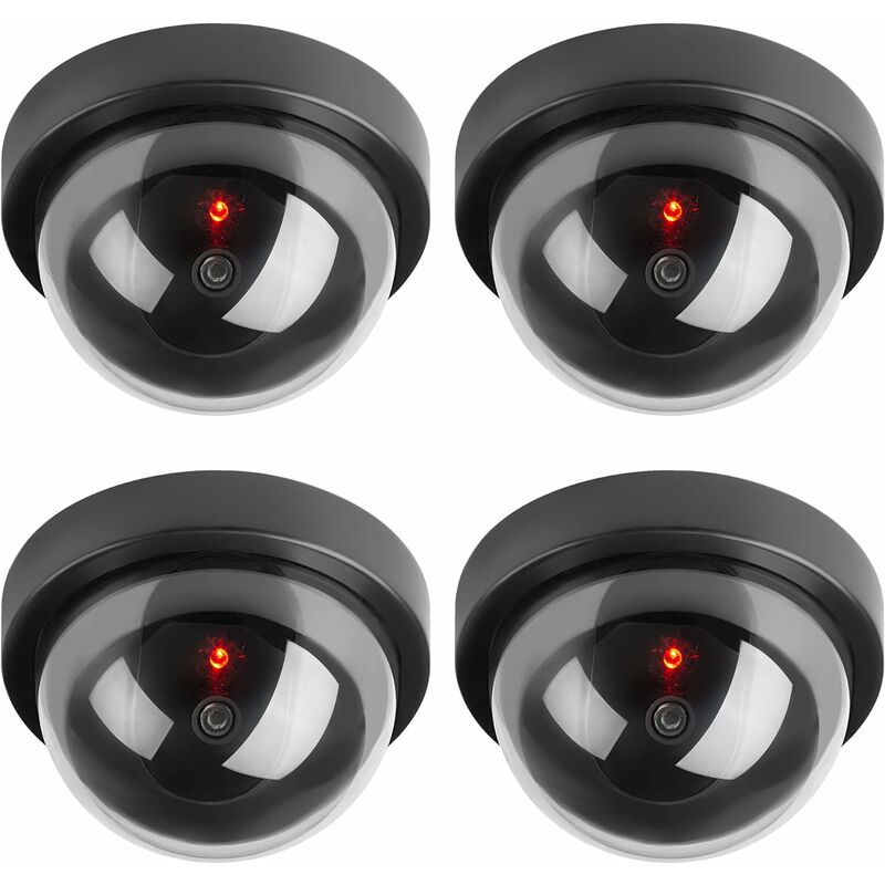 [french Days]caméras Factices, Fausse De Sécurité Caméra Dôme Cctv Avec Led Clignotant Lumière Pour Les Entreprises Magasins Accueil, Usage Intérieur Extérieur (4 Pack)