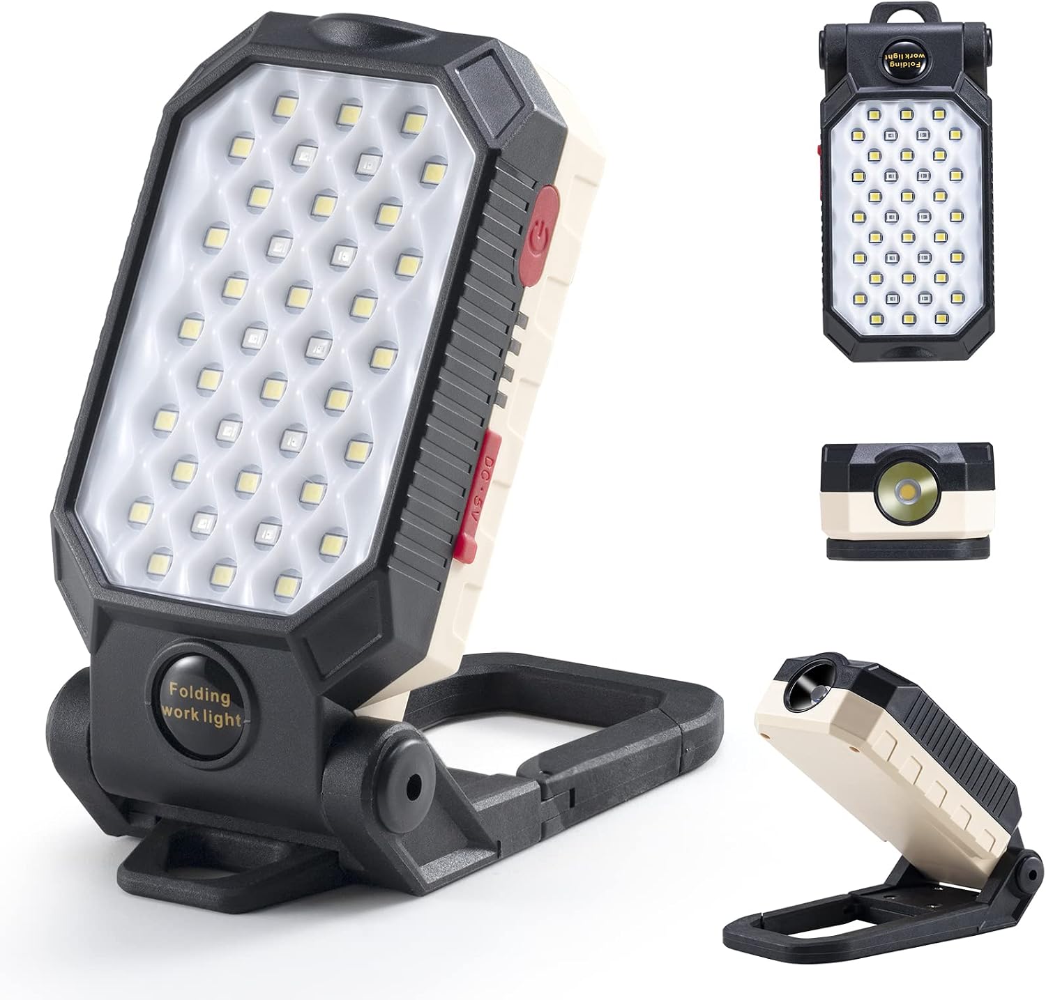 [french Days]lampe De Travail Rechargeable 1000 Lumens Led Lampe De Travail Avec Crochet De Support Réglable À 170 ° Lampe D'Inspection De Torche Magnétique Pour Réparation Automobile Camping Domestiq