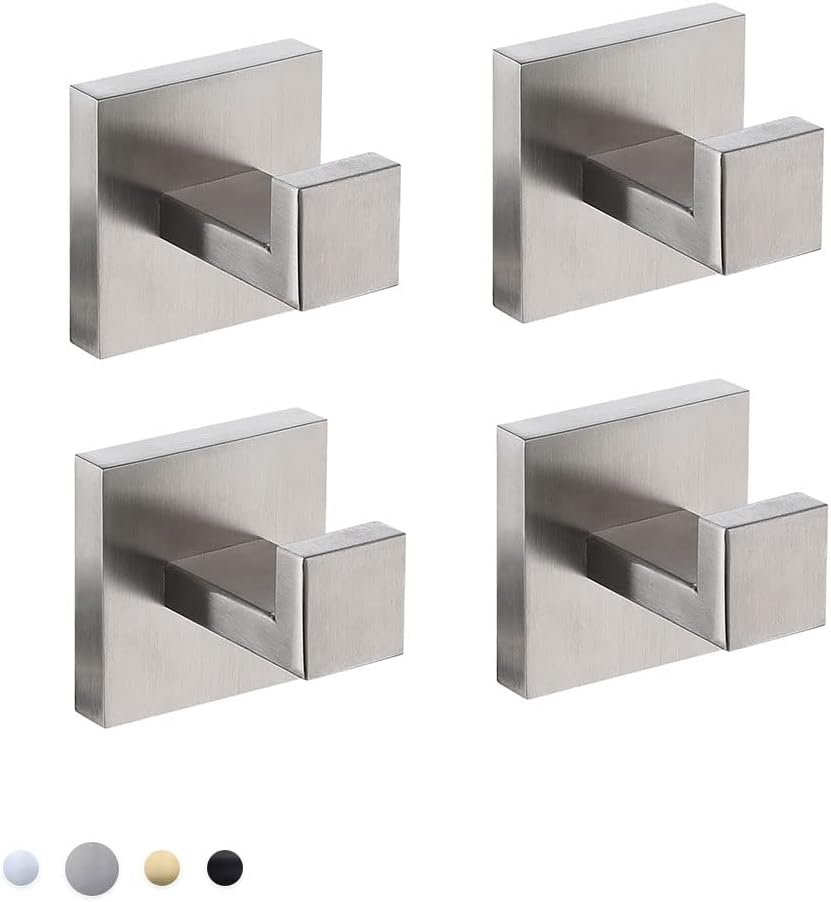 [french Days]lot De 4 Crochets Pour Serviettes De Salle De Bain, Pour Cuisine, Chambre À Coucher, Hôtel, Design Moderne, Montage Sans Effort, Finition Brossée
