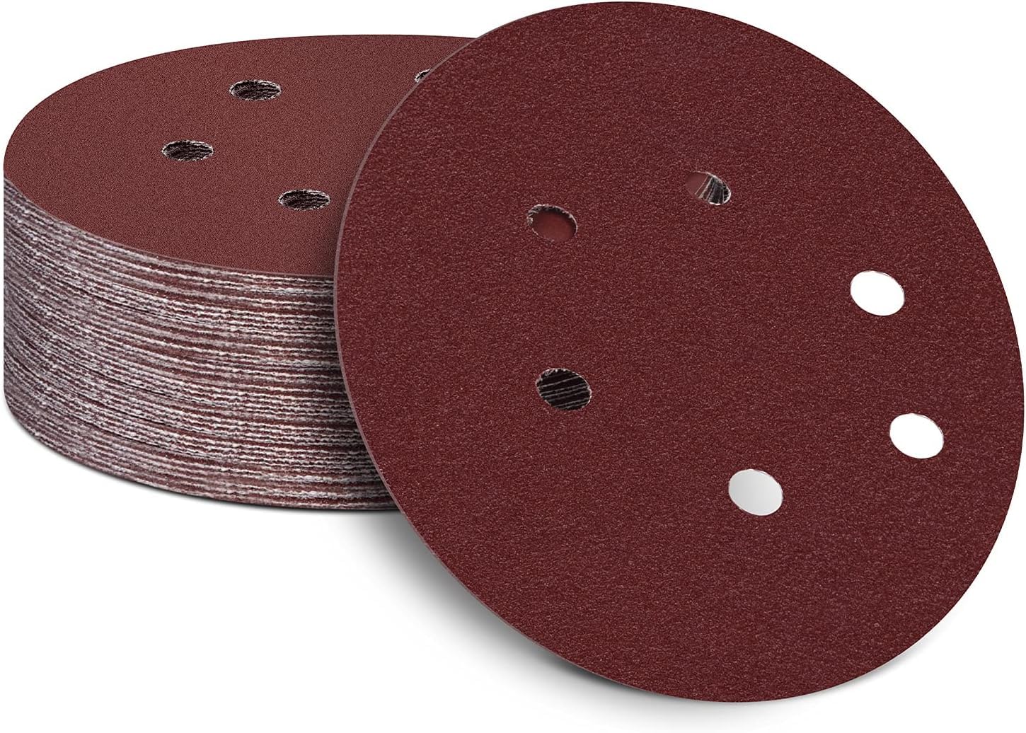 [french Days]lot De 50 Disques Abrasifs De 150 Mm Pour Ponceuse Excentrique Grain 180, Papier Abrasif De 150 Mm, 6 Trous, Bandes Abrasives Velcro Pour Bois, Panneaux De Particules, Métal