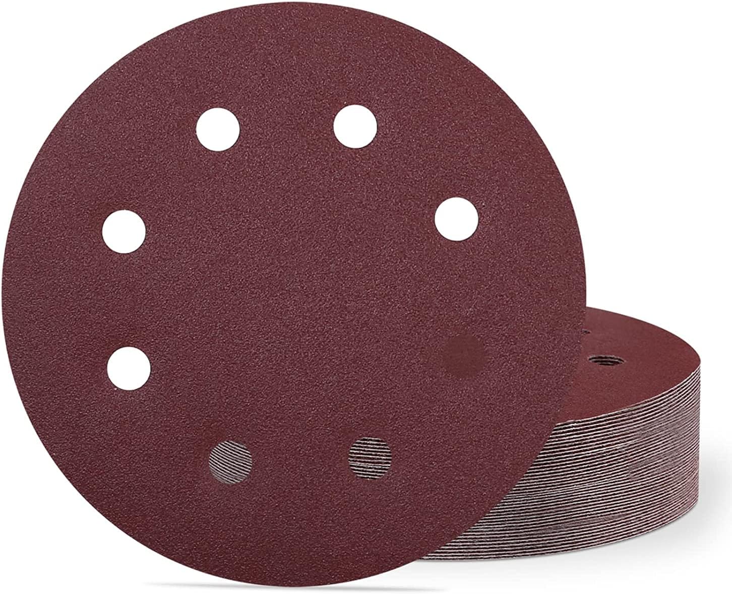 [french Days]lot De 40 Disques Abrasifs De 180 Mm, Grain 60, Disques De Ponceuse Auto-agrippants, Feuilles De Papier Abrasif À 8 Trous De 17,8 Cm Pour Ponceuse À Cloison Sèche, Ponceuse À Long Cou