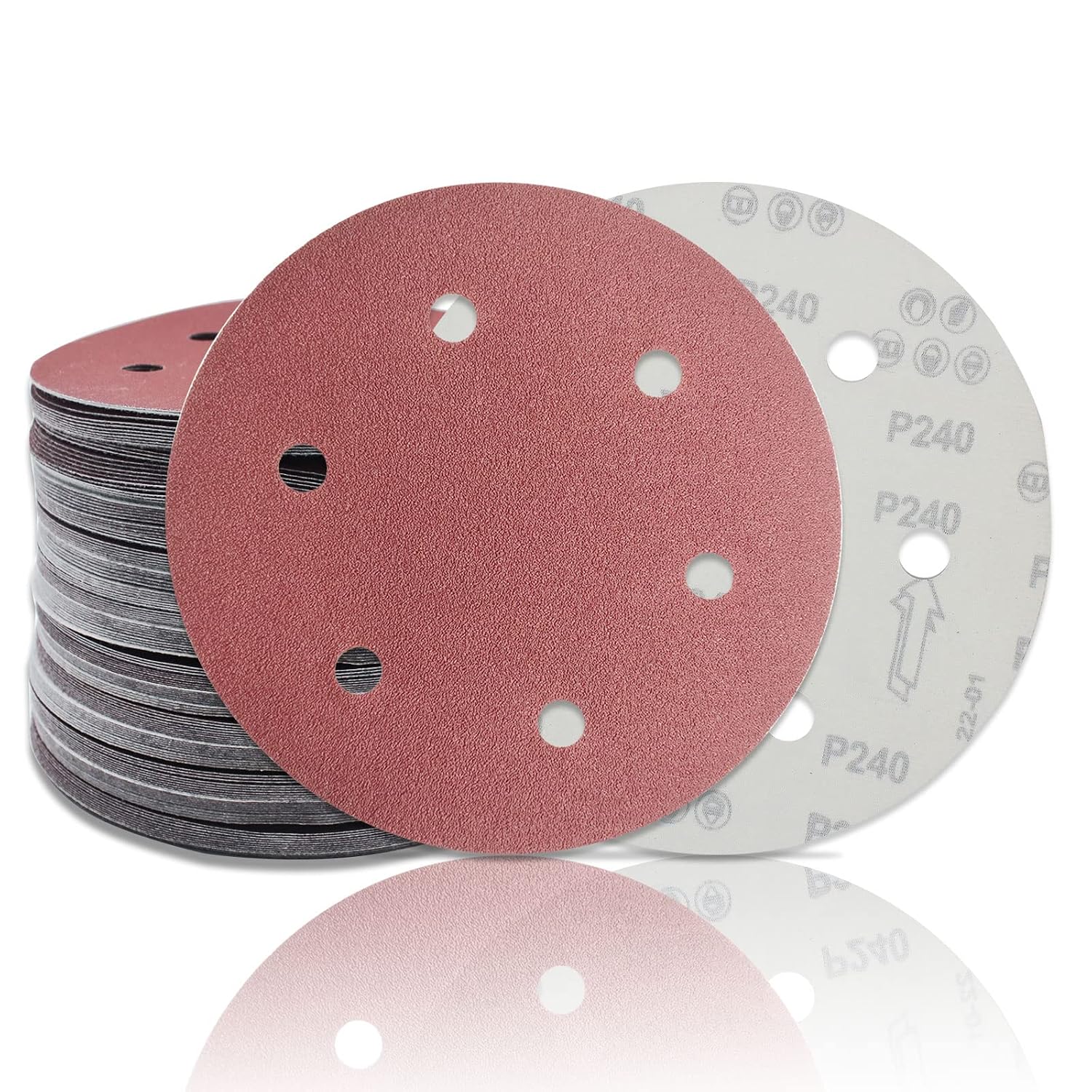 [french Days]disque Abrasif 225 Mm Disque De Ponçage 1000 Grain 100 Pièces Pour Les Ponceuses À Long Col, Les Meuleuses De Cloison Sèche De 6 Trous Ronds Papier Abrasif