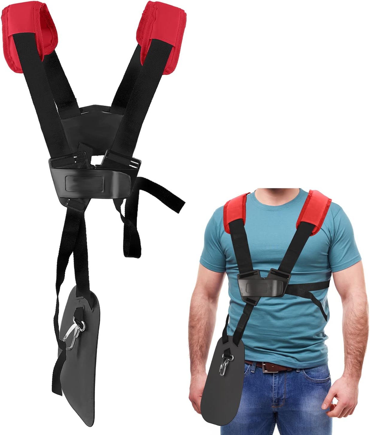 [french Days]tondeuse À Bandoulière-tondeuse À Harnais Double Épaule Avec Ceinture De Nylon Durable Adjuestable Pour Débroussailleuse Ou Gardenning Pour Stihl Fs, Taille-bordures Série Km (rouge)