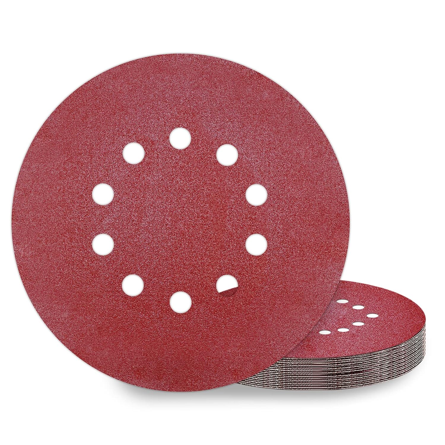 [french Days]disques De Ponçage 225 Mm 10 Pièces Grain P80 10 Trous Disques Abrasifs 225 Mm Ronds Papier Abrasif For Ponceuse
