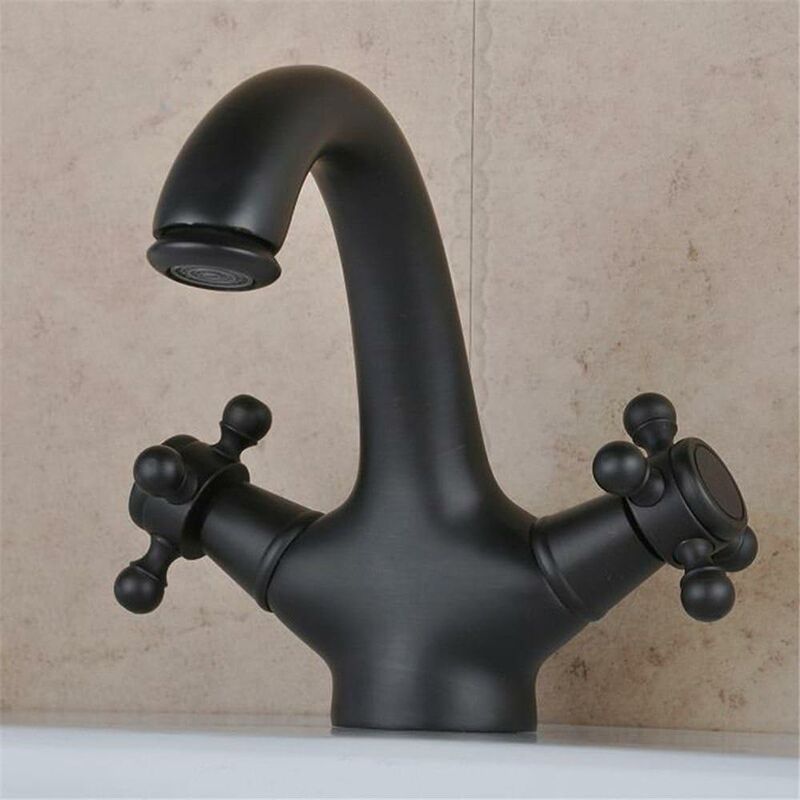[french Days]robinet De Lavabo De Salle De Bain Rétro Noir Bronze Huilé Mitigeur Eau Chaude Et Froide