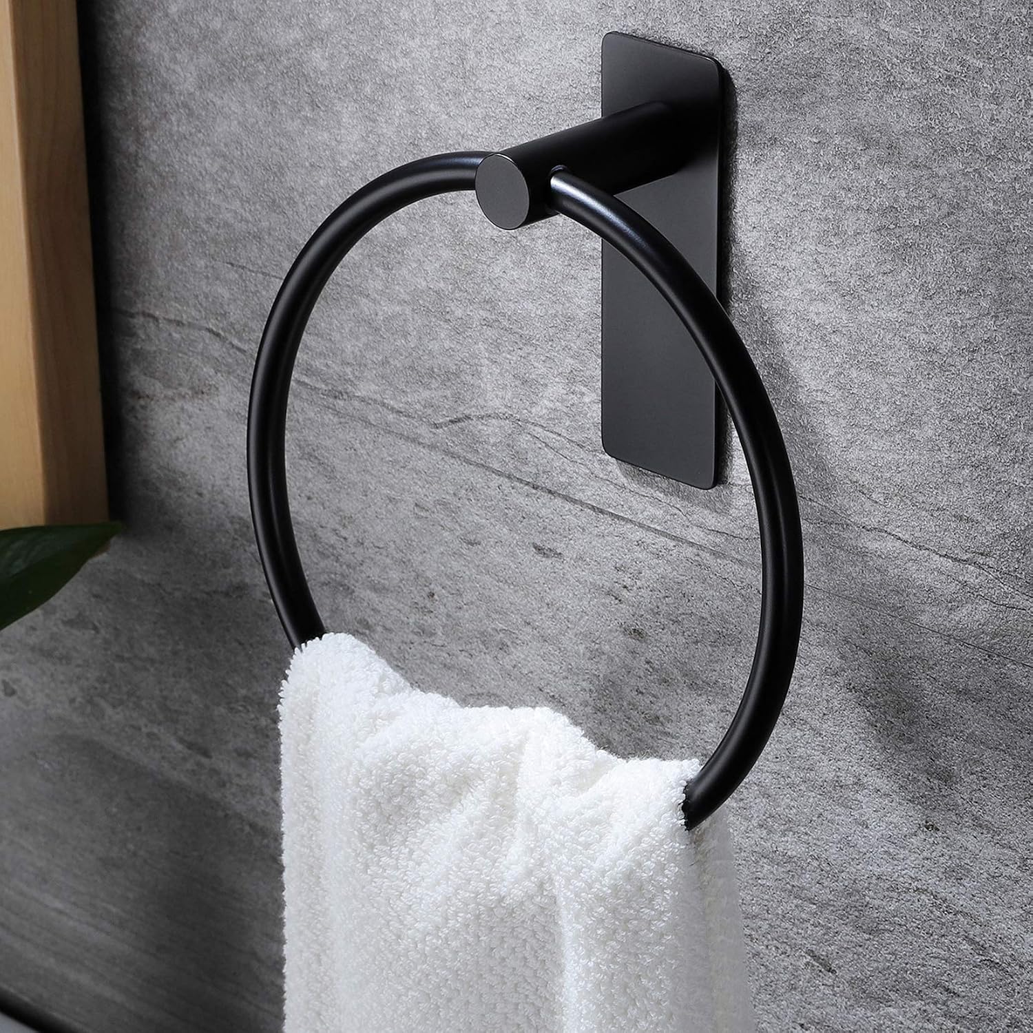 [french Days]anneau Porte-serviettes Anneau Porte-serviettes Auto-adhésif Sans Perçage Porte-serviettes Pour Salle De Bain Et Cuisine, Noir