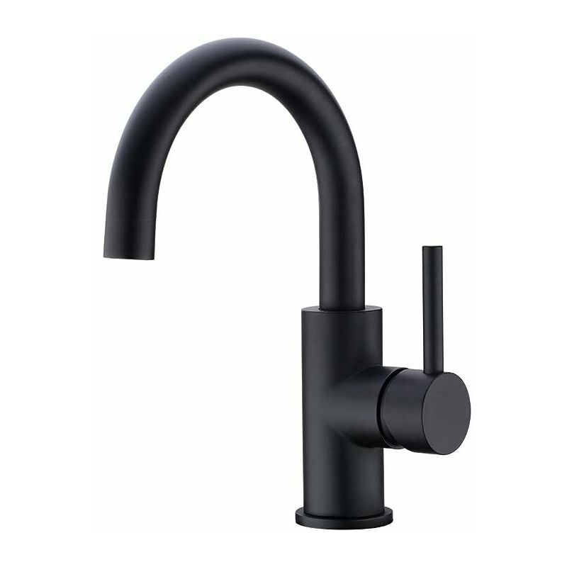 [french Days]robinet Salle Bain, Robinet Lavabo Pivotant À 360°, Mitigeur Lavabo À Bec Haut, Robinet Pour Salle De Bain Ou Petite Cuisine, Noir Mat
