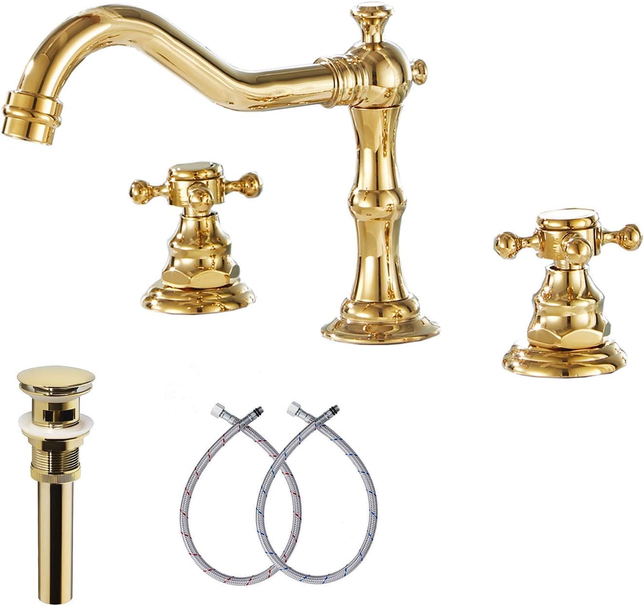 [french Days]robinet Mitigeur De Lavabo Doré, 8 À 16 Pouces, 2 Poignées, 3 Trous, Robinet De Salle De Bains Largement Répandu