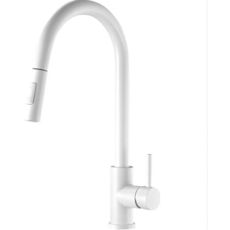 [french Days]robinet De Cuisine Blanc, Froid, Chaud, Pivotant, À Deux Fonctions, Pour Évier Végétal, Extensible.