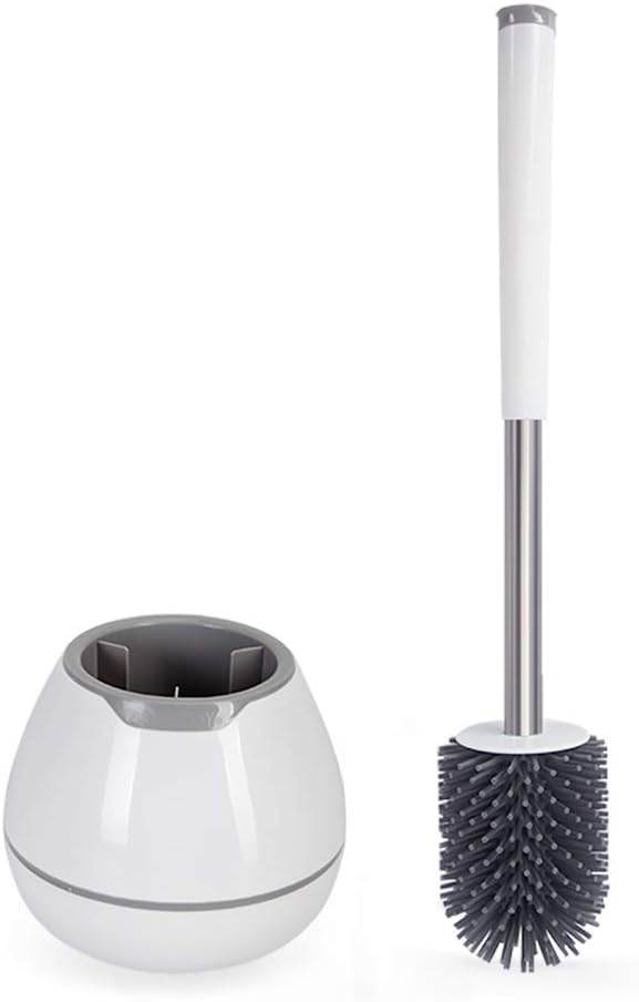 [french Days]brosse Wc, Brosse De Toilette, Brosse Wc En Silicone Avec Support À Séchage Rapide, Manche Long Antidérapant - Blanc