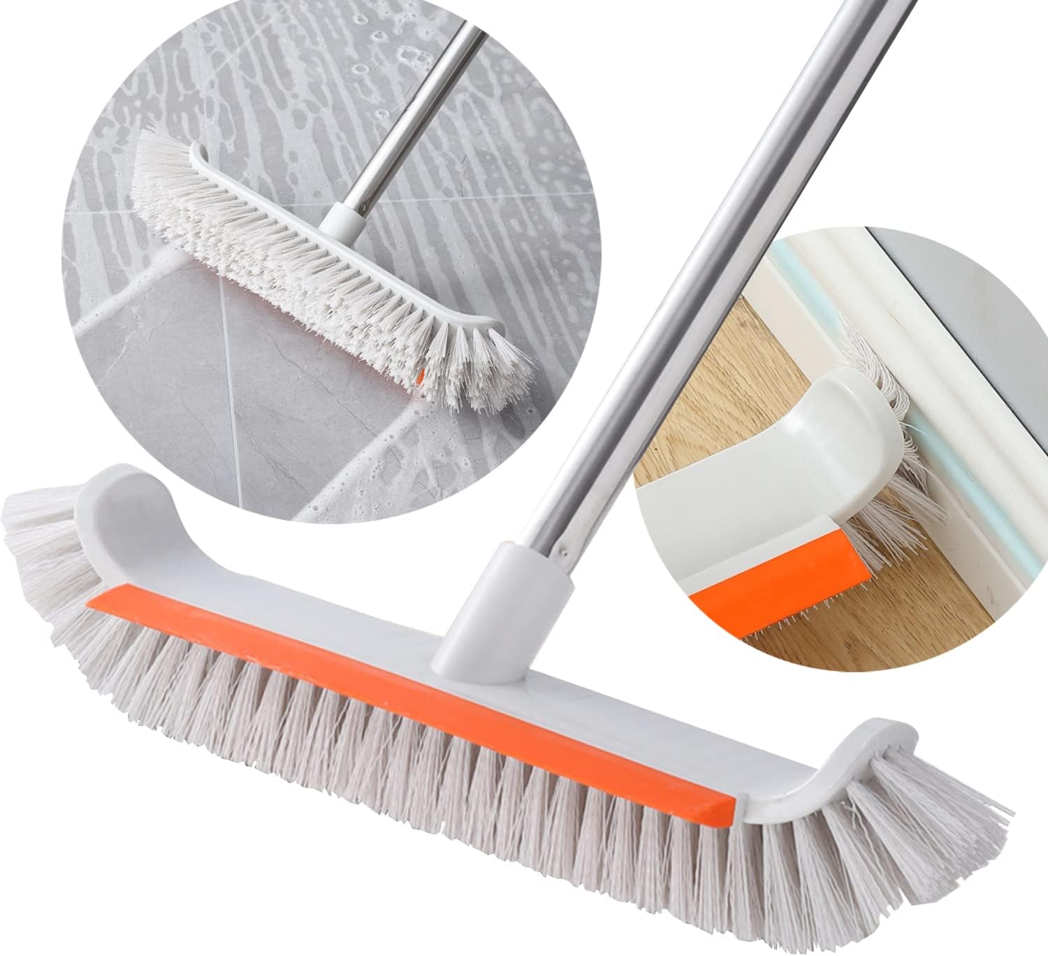 [french Days]balai Brosse Sol Avec Long Manche 130cm,brosse Sol Rigide Avec Raclette, Brosse À Récurer Surface De Brossage De 36cm Pour Nettoyer Les Cuisines, Salles De Bain