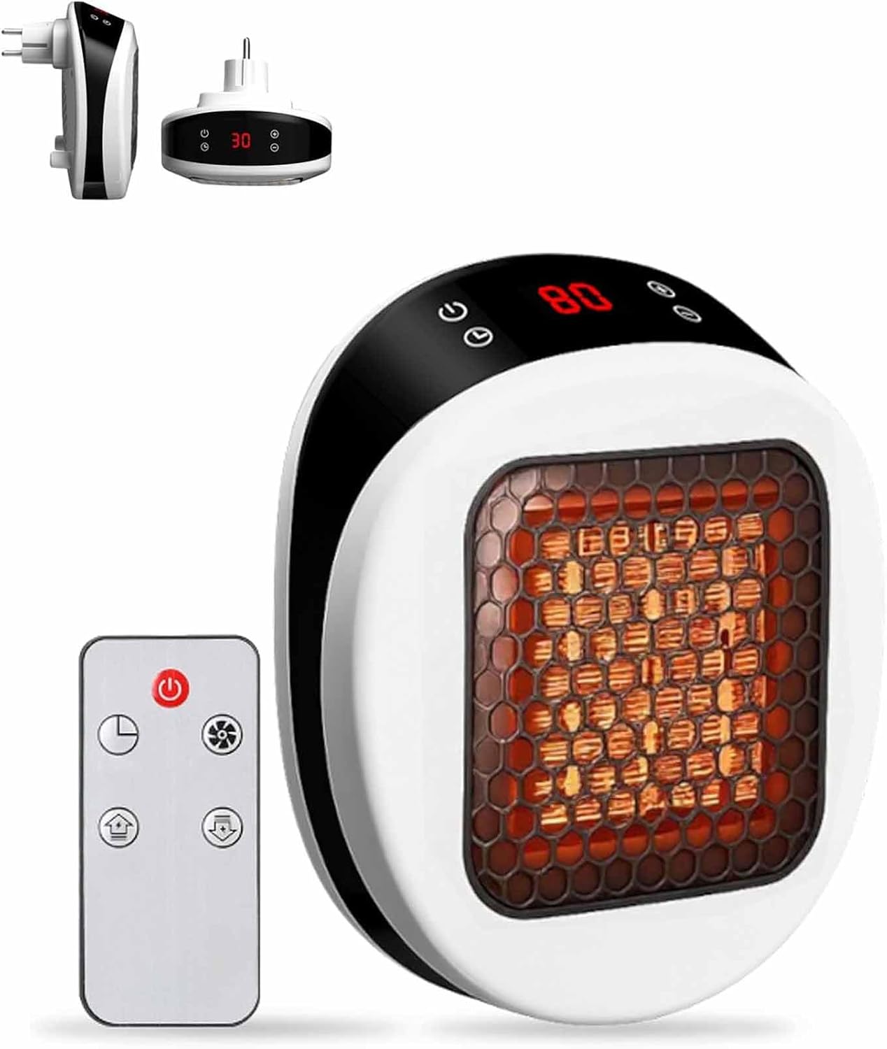 [french Days]plug Sur Lunaheater, Radiateur Spatial Portable Lunaheater, Chauffage À Fiche Portable Avec Télécommande, Élément De Chauffage En Céramique Ptc, Chaleur Puissante En 30 Secondes (white)