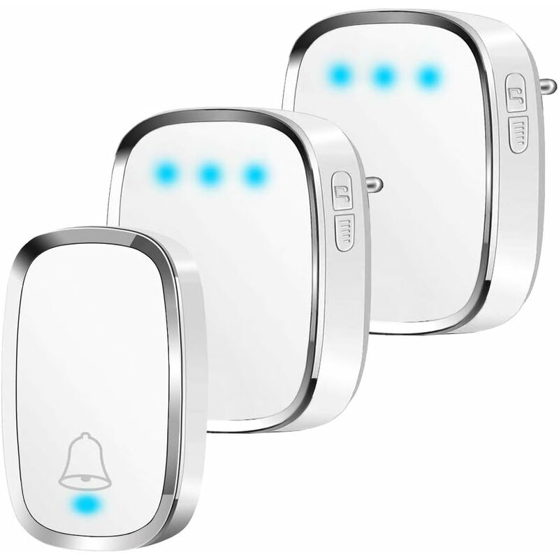 [french Days]sonnette D'Extérieur Sans Fil Étanche Portée 300 Mètres, 1 Émetteur Et 2 Récepteurs, Kit De Sonnerie Sans Fil Avec Flash Led, 36 Mélodies, 4 Niveaux De Volume, Convient À La Maison, Au B