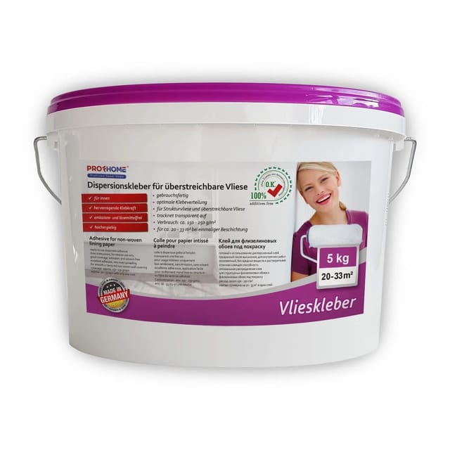 E-delux - Vlieskleber Profhome 300-14 Fertig-Kleber für Malervlies Renoviervlies Anstrichvlies Vlies Gewebe-Tapeten 5 kg max 33 qm