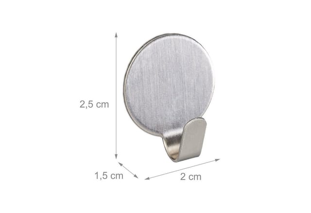 Relaxdays - Klebehaken 24er Set, Schlüsselhaken aus Edelstahl, selbstklebend & lösbar, Küche & Bad, Wandhaken rund, silber