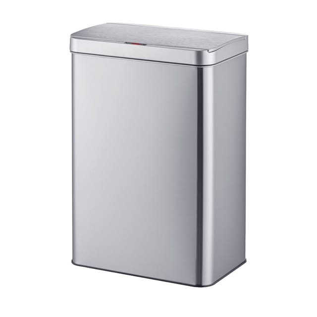 Relaxdays Mülleimer mit Sensor, 60 Liter, elektrischer Deckel, Müllbeutelhalter, Edelstahl, Abfalleimer Küche, silber