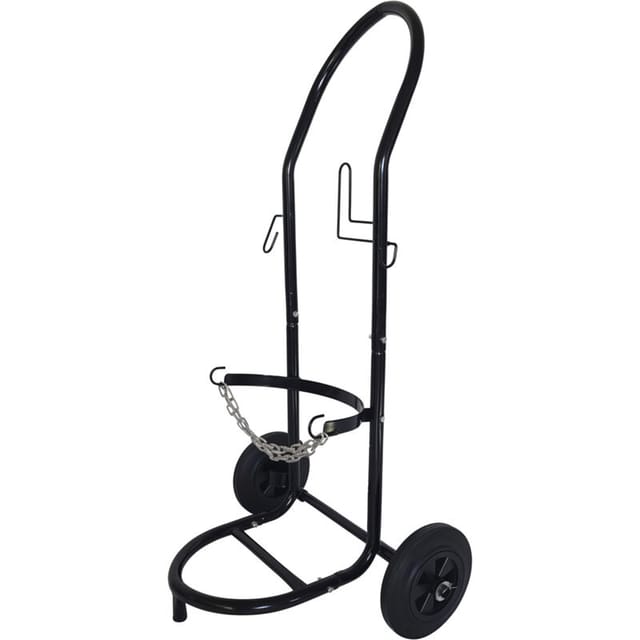 Relaxdays Transportwagen für 5–33 kg Gasflaschen, HBT: 102x52x60 cm, Vollgummireifen, Gasflaschenwagen, Stahl, schwarz