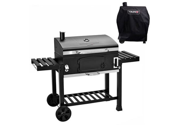 Taino - hero xxl Set Fumoir Barbecue Grill Chariot Charbon de Bois Fumoir Four Hotte