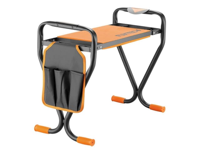 Gartenhocker FX-KB1 Kniebank für den Garten, klappbar – bis 100 kg – mit Werkzeugtasche & Polster – Gartenhocker für Gartenarbeit & Camping - Fuxtec