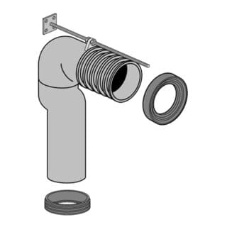 Vario-Abflussbogen für Abgang senkrecht 136-225 mm