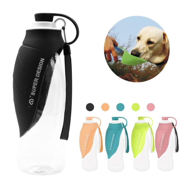 Soekavia - Hundewasserflasche für unterwegs, Silikon, tragbar, für unterwegs (schwarz)