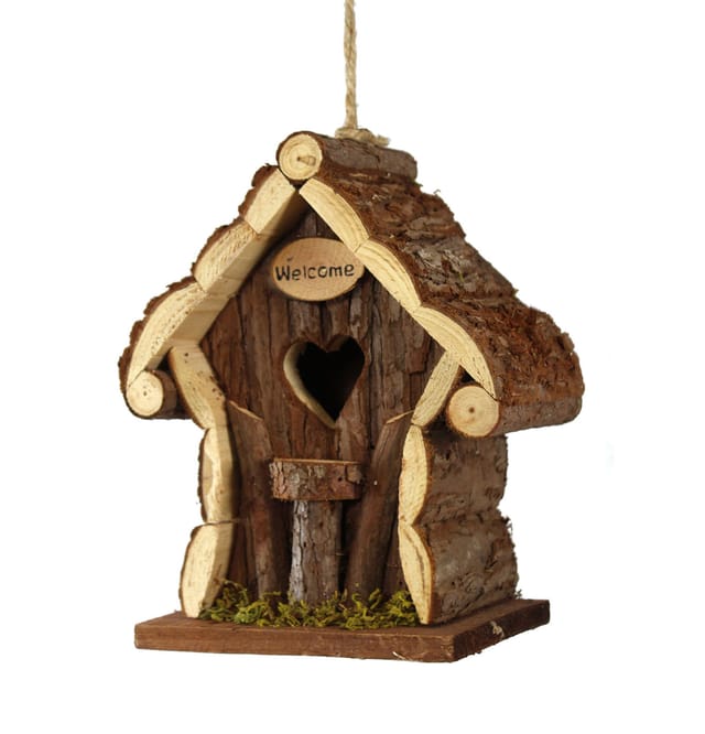 Spetebo - Deko Holz Vogelhaus 22x15cm - Vogel Häuschen zum hängen - Garten Deko Dekoration