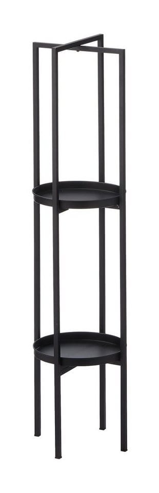 Metall Standregal rund mit 2 Ablagen in schwarz - ca. 100 x 26 cm - Badregal Blumen Regal Stehregal Badezimmer