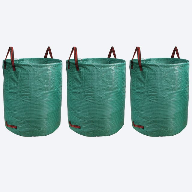 3X Gartenmüllsack Laubsack Gartensack mit Griffen - Rasensack Rasensack Müllsack Müllsack Gartenmüllsack grün,500L