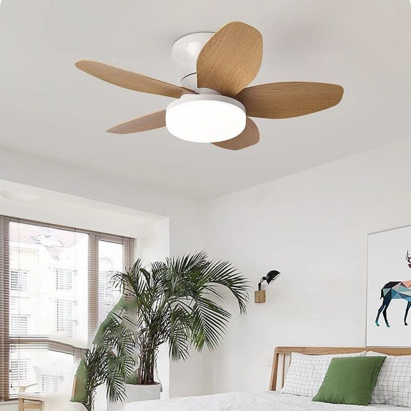 Ventilateur De Plafond 65 Cm Avec Éclairage Et Télécommande, Ventilateur De Plafond Moderne À Led À Intensité Variable, 6 Vitesses, Minuterie, 5 Pales