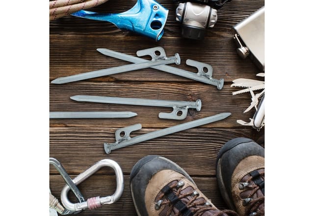 Felsbodenhering, 12er Set, für Zelt, Vorzelt, Pavillon, Sturmanker, Stahlhering für harte Böden, 20 cm, silber - Relaxdays