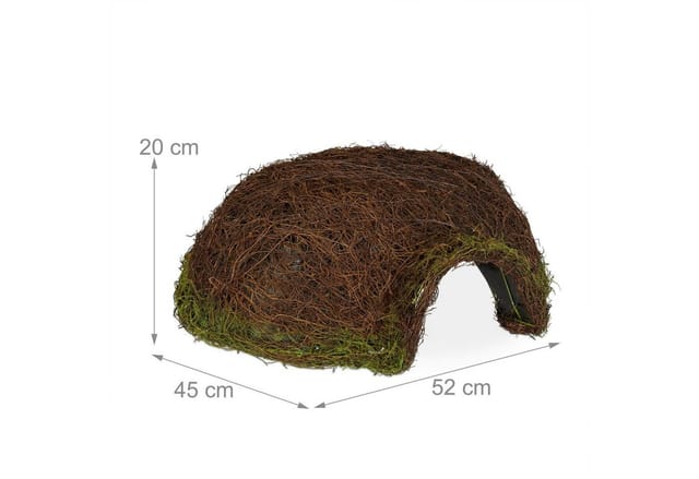 Relaxdays - Igelhaus, Iglu, Winterquartier für Garten, wetterfeste Igelkuppel aus Rattan HxBxT 20 x 52 x 45 cm, Natur
