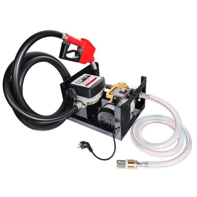 Heizöl- und Dieselpumpe 230V/550W 50l/min selbstansaugend Pumpe mit automatischer Pistole, Kraftstoffpumpe, Absaugpumpe - Wiltec