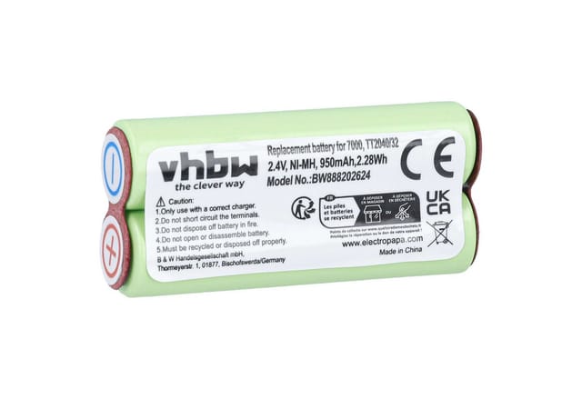 Vhbw - Akku kompatibel mit Philips Bodygroom TT2040, TT2040/32 Rasierer Haarschneider (950mAh, 2,4V, NiMH)
