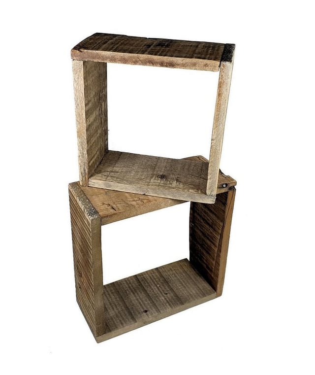 2er Set Deko Holz Würfel - 23/28 cm - Tischdeko Wanddeko Regal