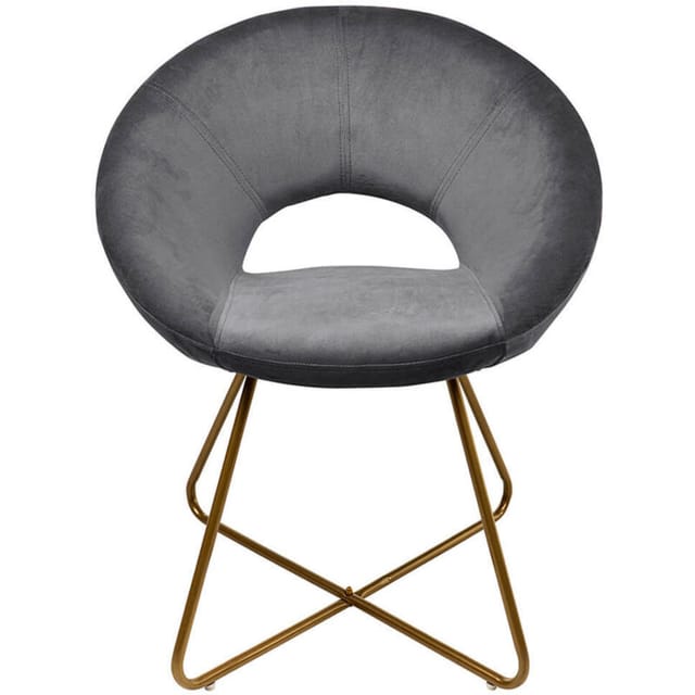 HOME DELUXE - Esszimmerstühle Samt SELESA - Farbe: Grau, Bezug: Samtstoff, Gestell: Gold, pulverbeschichtetes Metall, max. 120 kg I Rundsessel,