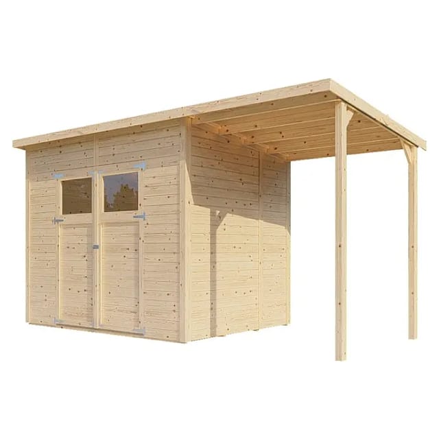 Alpholz Gerätehaus Mollie Plus Gerätehaus aus Holz, Geräteschrank mit 14 mm Wandstärke inklusive Schleppdach, Gartenhaus mit Montagematerial