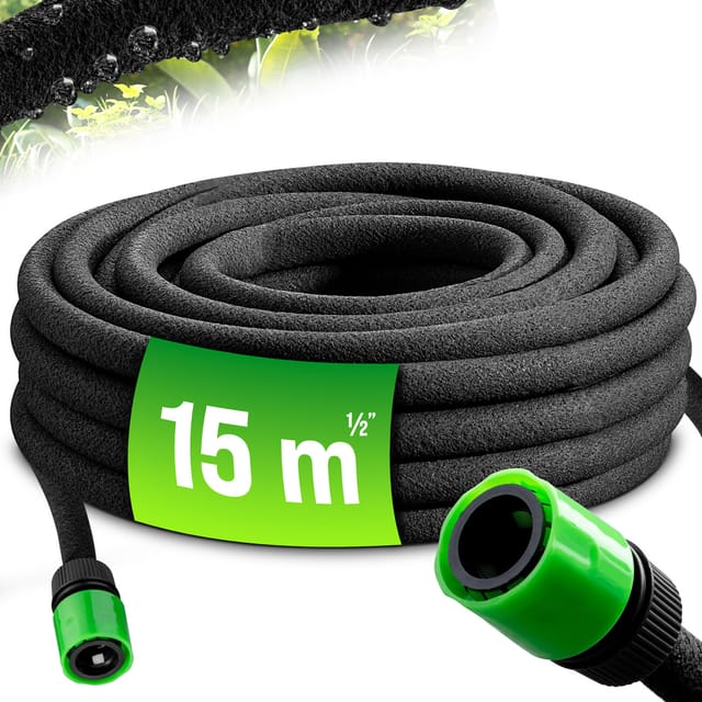 No Brand - Monzana® Bewässerungsschlauch 1/2 Zoll 15m Ober- & Unterirdisch Verlegbar Garten Perlschlauch Tropfschlauch Verbinder Ringbewässerung Wasserstop Kürzbar