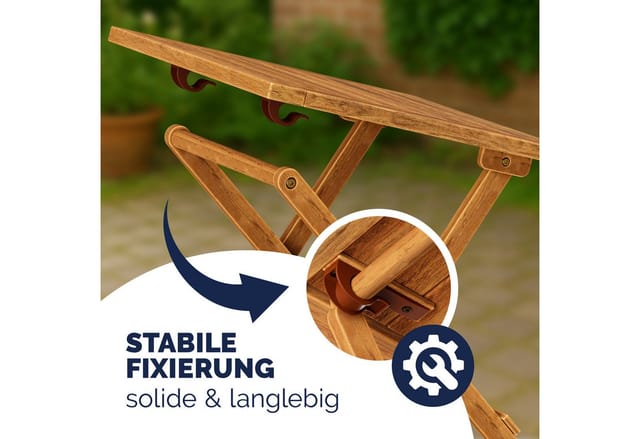 Casaria® Beistelltisch Holz Vollmontiert Klappbar 80kg Belastbar 46x46cm wetterfest Balkon Terrasse Wohnzimmer Kleiner Tisch Balkontisch Gartentisch