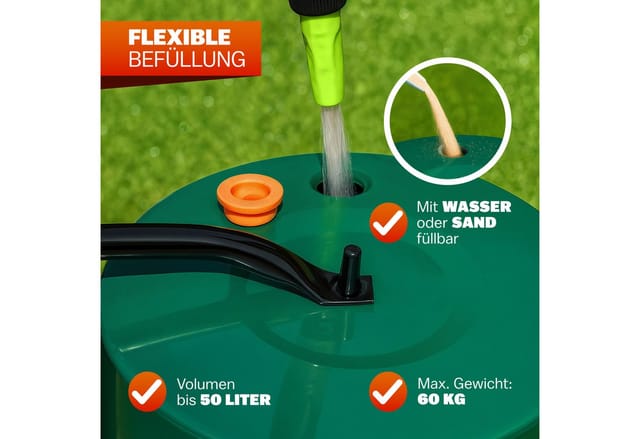 Gardebruk - Rasenwalze 60cm 50L gepolsterter Griff Schmutzabweiser befüllbar Handwalze Rasenroller Gartenwalze Ackerwalze