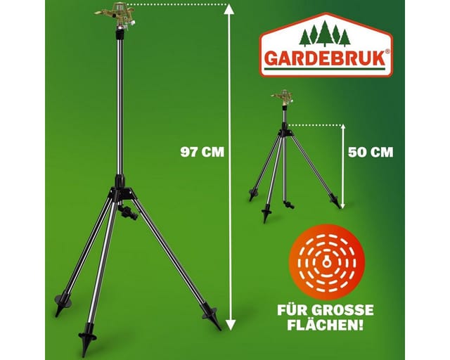 GARDEBRUK® Sprinkler Teleskopstativ Sprengweite bis 24m 360° Sprühaufsatz Impulsregner Rasensprenger Sektorenregner Bewässerungssystem