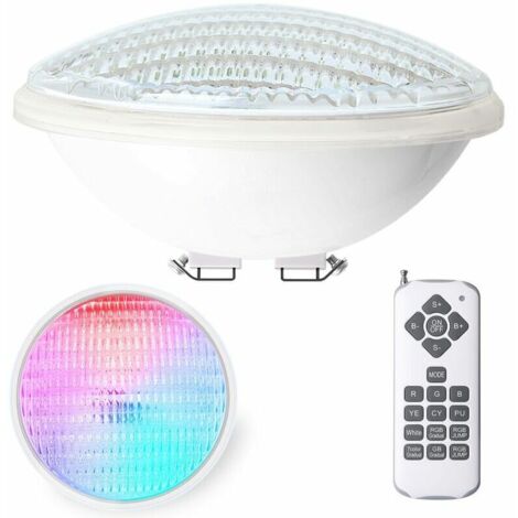 Projecteur Led Par56 Étanche Ip68 Pour Piscine 12w–4000lm – 7 Couleurs Rgbw – 15 Modes D'Éclairage – Télécommande Incluse
