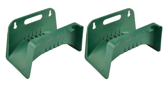 Buri - 2x Schlauchhalter grün Wandschlauchhalter Gartenschlauchhalter Schlauchhalterung