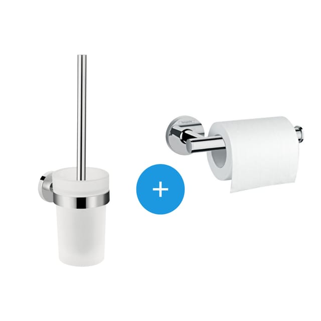 Logis Universal - Pack Ersatzrollenhalter + Toilettenbürste, Chrom (41722000-DUOLOGIS3) - Hansgrohe