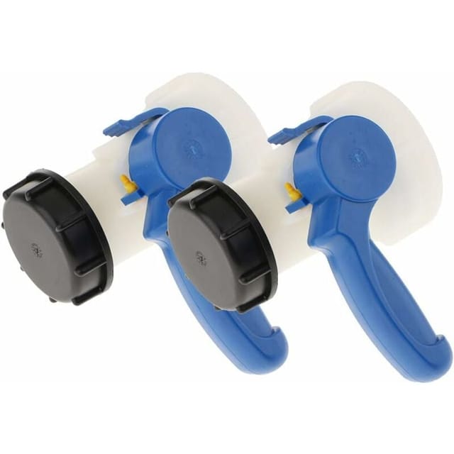 2x PP-Absperrklappe mit 62-mm-Mutteradapter für 1000-Liter-IBC-Tank - Ulisem