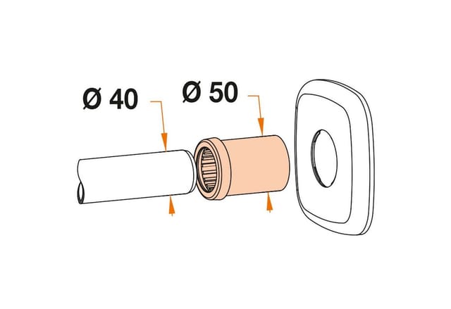 Sotech Siphon-Ausgang Adapter von 40 auf 50 mm, weiß, HT-Rohr-Adapter
