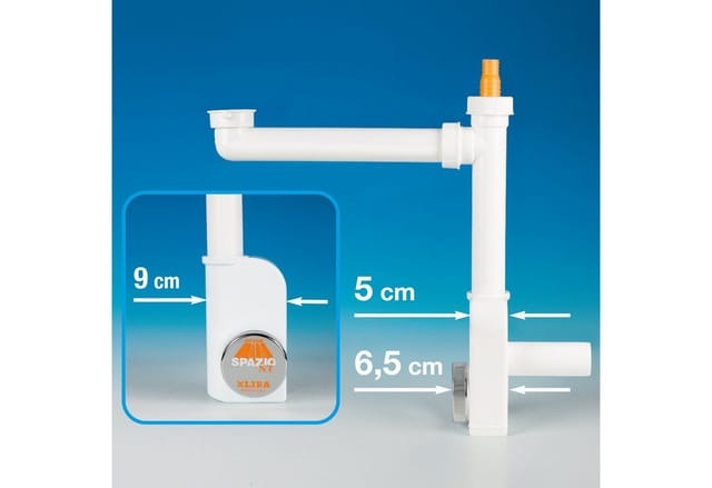 So-tech - sotech Raumspar-Siphon mit Revisionsöffnung u. Geräteanschluss, 40 - 50 mm, weiß, Raumsparsiphon, Ablaufgarnitur für Küche und Bad