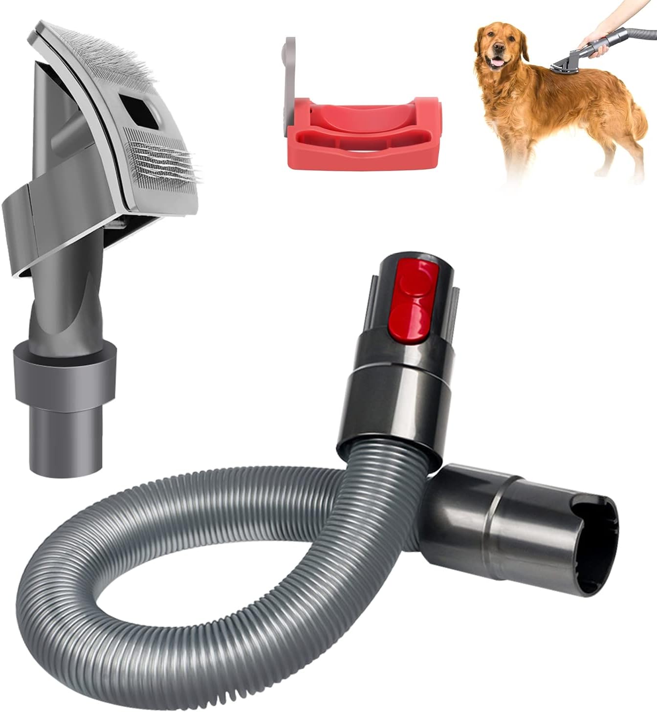 Brosse Aspirateur Chien Pour Dyson, Brosse À Poils D'Animaux, Avec Extension Tuyau Et Verrou De Gâchette, Pour Dyson V7 V8 V10 V11 V12 V15